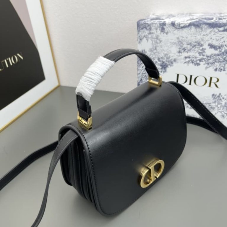 Dior High-quality Women Shoulder Bag Crossbody Bag Metal Plaque Magnetic Flap Design Black White Almond-7