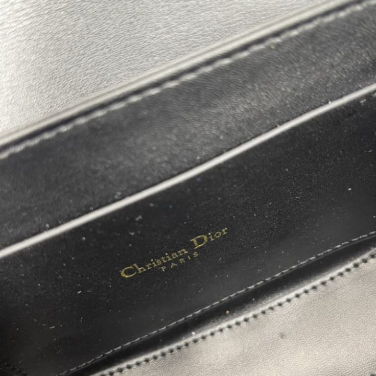 Dior High-quality Women Shoulder Bag Crossbody Bag Metal Plaque Magnetic Flap Design Black White Almond-9