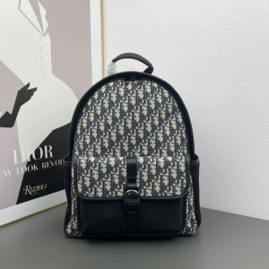 Dior High quality men and women backpacks computer backpacks Made of CD pattern canvas with elaborate buckle flap design 31*41*15CM LB337