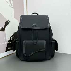 Dior high quality saddle backpack Front flap saddle pocket Large capacity Metal overlay brass Dior logo on front 41.5*28.5*15CM LB330