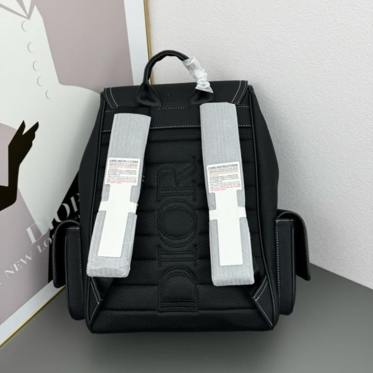Dior high quality saddle backpack Front flap saddle pocket Large capacity Metal overlay brass Dior logo on front-5