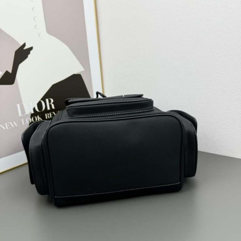 Dior high quality saddle backpack Front flap saddle pocket Large capacity Metal overlay brass Dior logo on front-6