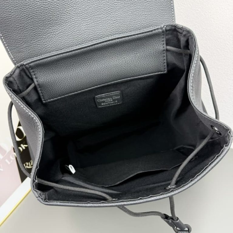Dior high quality saddle backpack Front flap saddle pocket Large capacity Metal overlay brass Dior logo on front-7