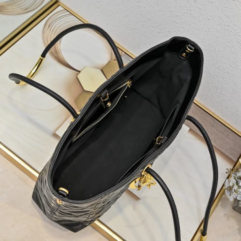 Dior high quality women handbags oversized rattan checkered stitching vintage finish metal decoration-6