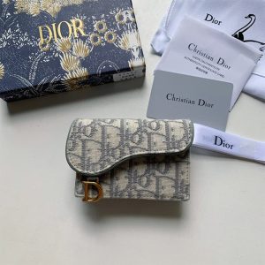 Dior high quality women wallet men saddle small card bag with exquisite hot stamping accessories “D” pendant 10.5 * 7CM LB312