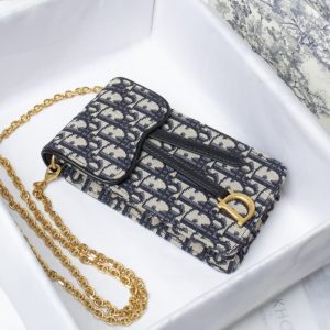 Dior high quality women wallet shoulder bag cell phone bag retro printing pattern embroidery 10 * 17 * 3.5CM LB319