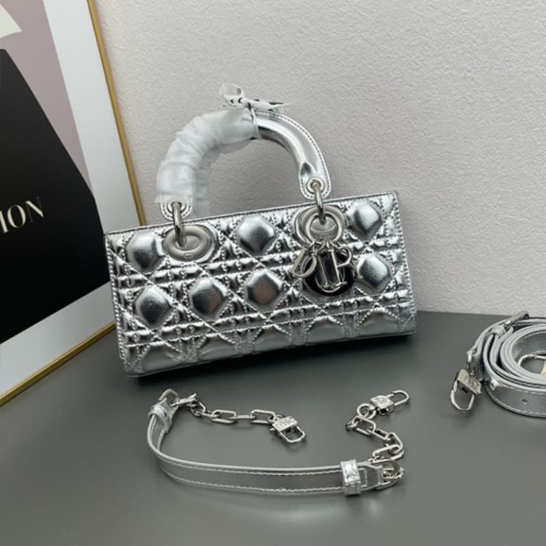Dior high quality women wallet shoulder bag crossbody bag with two shoulder straps gold silver-1