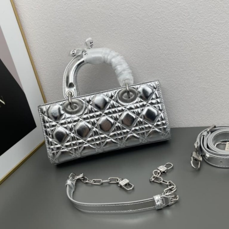 Dior high quality women wallet shoulder bag crossbody bag with two shoulder straps gold silver-2