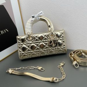 Dior high quality women wallet shoulder bag crossbody bag with two shoulder straps gold silver 22.5*11.5CM LB282