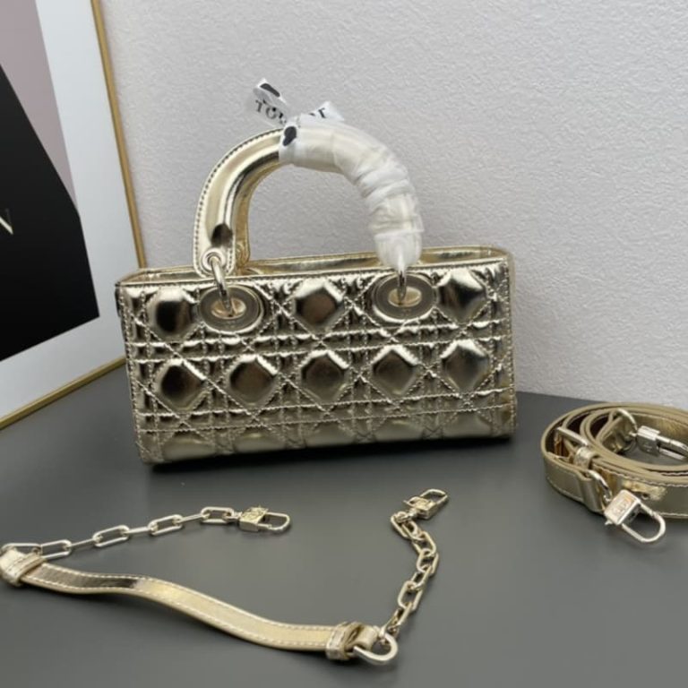 Dior high quality women wallet shoulder bag crossbody bag with two shoulder straps gold silver-4