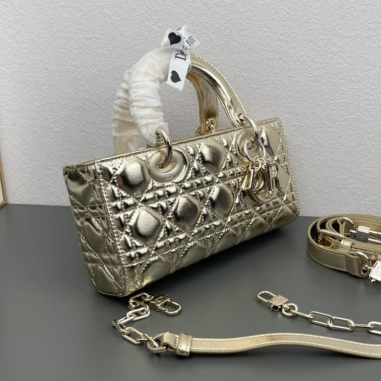 Dior high quality women wallet shoulder bag crossbody bag with two shoulder straps gold silver-5