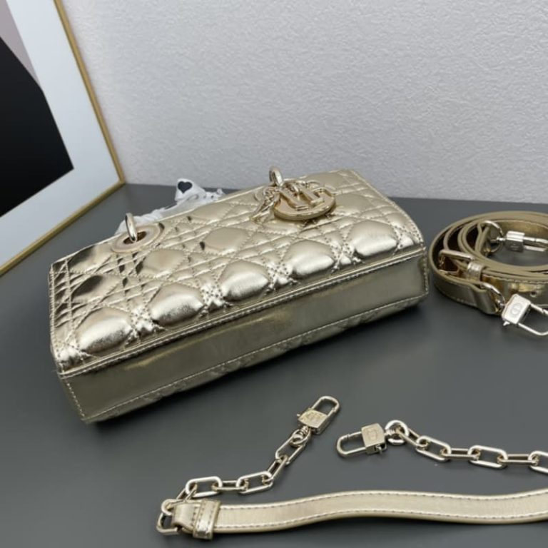 Dior high quality women wallet shoulder bag crossbody bag with two shoulder straps gold silver-7