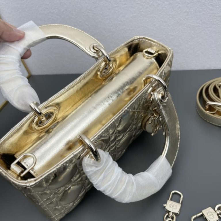 Dior high quality women wallet shoulder bag crossbody bag with two shoulder straps gold silver-8