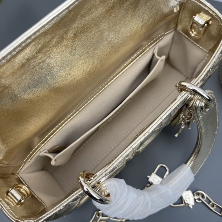 Dior high quality women wallet shoulder bag crossbody bag with two shoulder straps gold silver-9