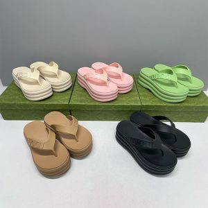 GUCCI Top Quality Women Slippers Summer Flat Heightened Sandals Beach Shoes Trendy Slippers Women Thick Bottom Slippers SH162