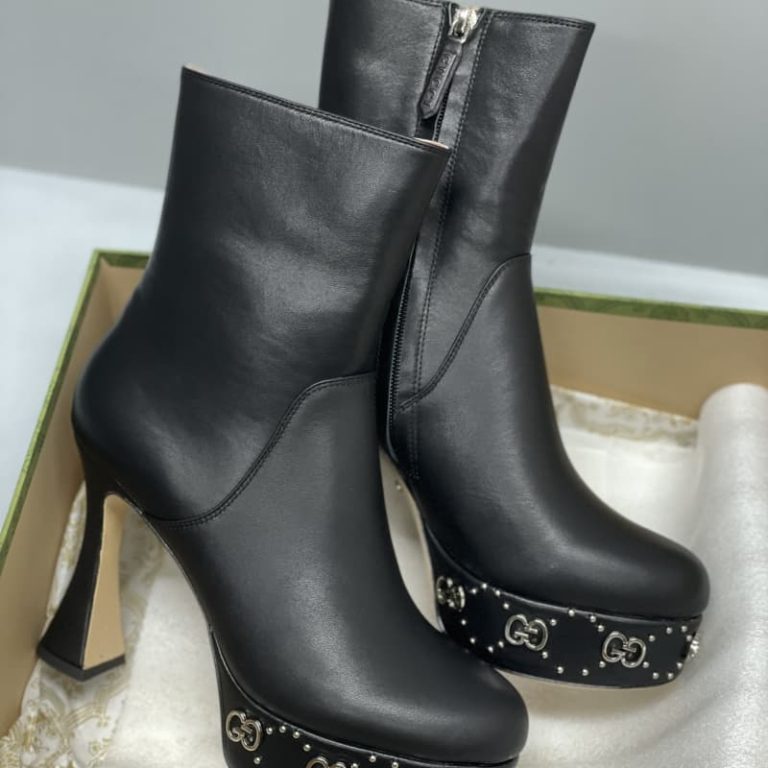 Gucci GG Studs embellishment Leather platform boots-2