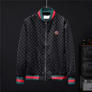 Gucci High Quality Men Black Letter Zipper Full Logo Printed Jacket FZ269