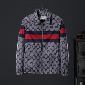 Gucci High Quality Men Blue Letter Zipper Full Logo 1921 Printed Jacket FZ271