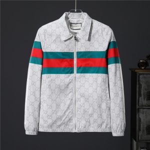 Gucci High Quality Men White Letter Zipper Full Logo 1921 Printed Jacket FZ270