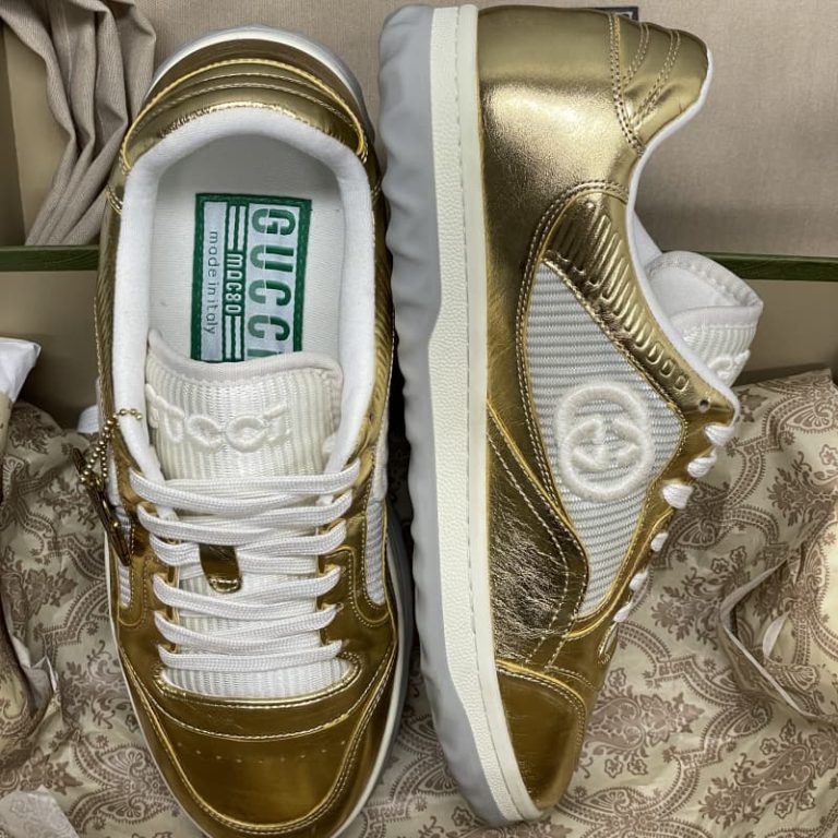 Gucci MAC80 metallic leather sneakers-4