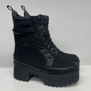 Louis Vuitton LV High Platform Lace-up High Top Black Leather Patchwork Boots 36-42 SH150