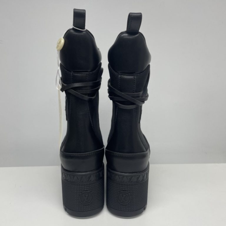 Louis Vuitton LV High Platform Lace-up High Top Black Leather Patchwork Boots 36-42 SH150 (2)