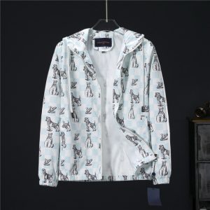 Louis Vuitton LV High Quality Men Blue puppy print Zipper Full Logo Printed Jacket FZ272