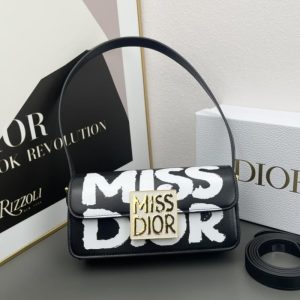 Miss Dior High quality metal plaque magnetic flap design shoulder bag crossbody bag black white red 22*11*6CM LB283