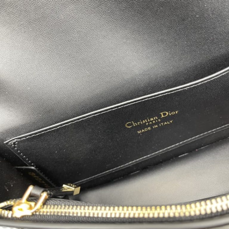 Miss Dior High quality metal plaque magnetic flap design shoulder bag crossbody bag black white red-9
