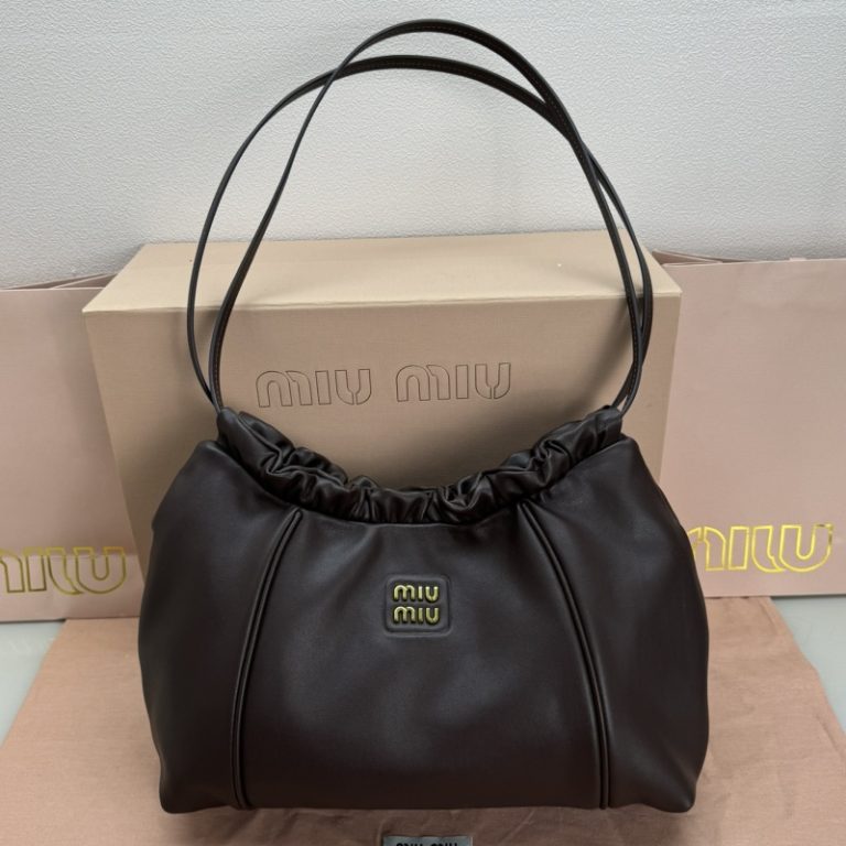 MiuMiu High Quality Women's Drawstring pleated cloud bag shoulder handbag 36x18x9cm LB254 (1)