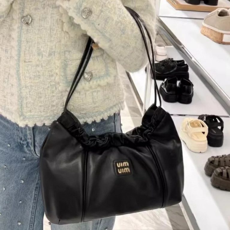 MiuMiu High Quality Women's Drawstring pleated cloud bag shoulder handbag 36x18x9cm LB254 (4)
