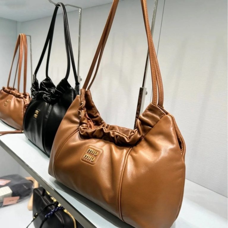 MiuMiu High Quality Women's Drawstring pleated cloud bag shoulder handbag 36x18x9cm LB254 (5)