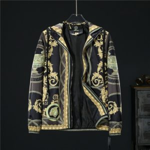 Versace High Quality Men Hooded Zip-Up Full Logo Printed Jacket FZ264
