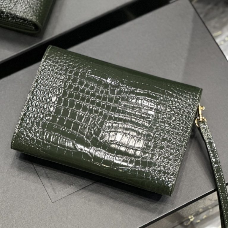 Yves Saint Laurent Best Quality Woman Classic Crocodile Pattern Flip Cover Metal Letter Logo Clutch Small Capacity 21×6×3cm LB267 (1)