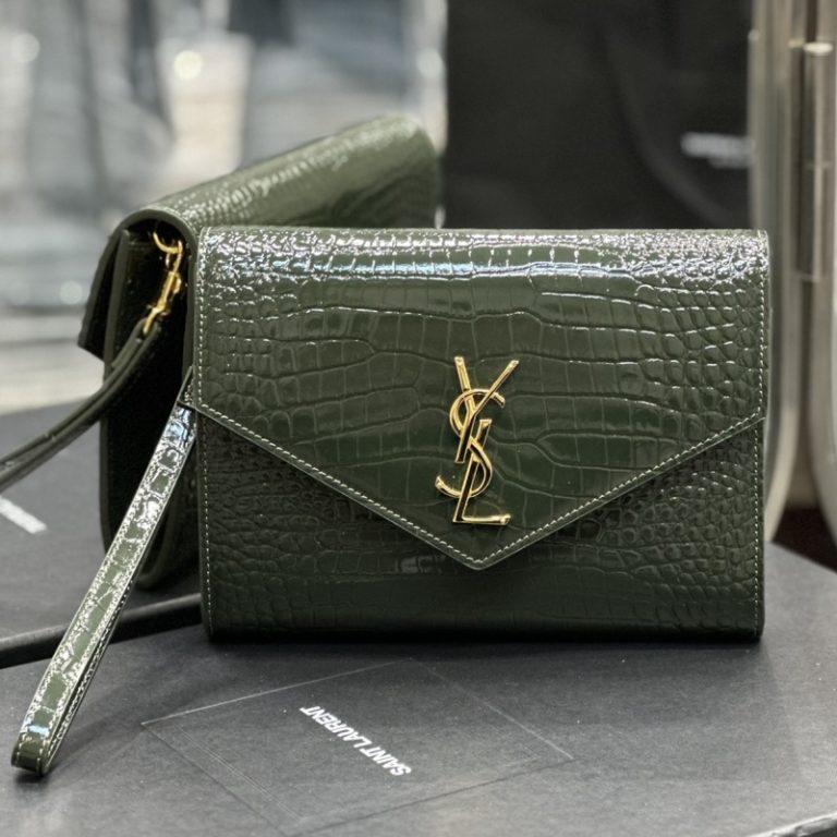 Yves Saint Laurent Best Quality Woman Classic Crocodile Pattern Flip Cover Metal Letter Logo Clutch Small Capacity 21×6×3cm LB267 (2)