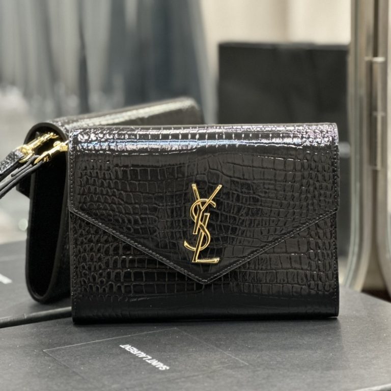 Yves Saint Laurent Best Quality Woman Classic Crocodile Pattern Flip Cover Metal Letter Logo Clutch Small Capacity 21×6×3cm LB267 (4)