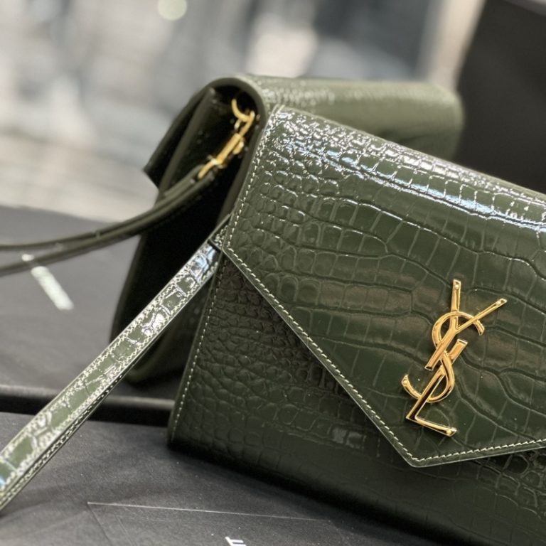 Yves Saint Laurent Best Quality Woman Classic Crocodile Pattern Flip Cover Metal Letter Logo Clutch Small Capacity 21×6×3cm LB267 (5)