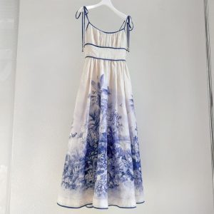 Zimmermann High Quality Summer Women Sexy Strapless Dresses Halter Hem Dress 100%LINEN FZ385