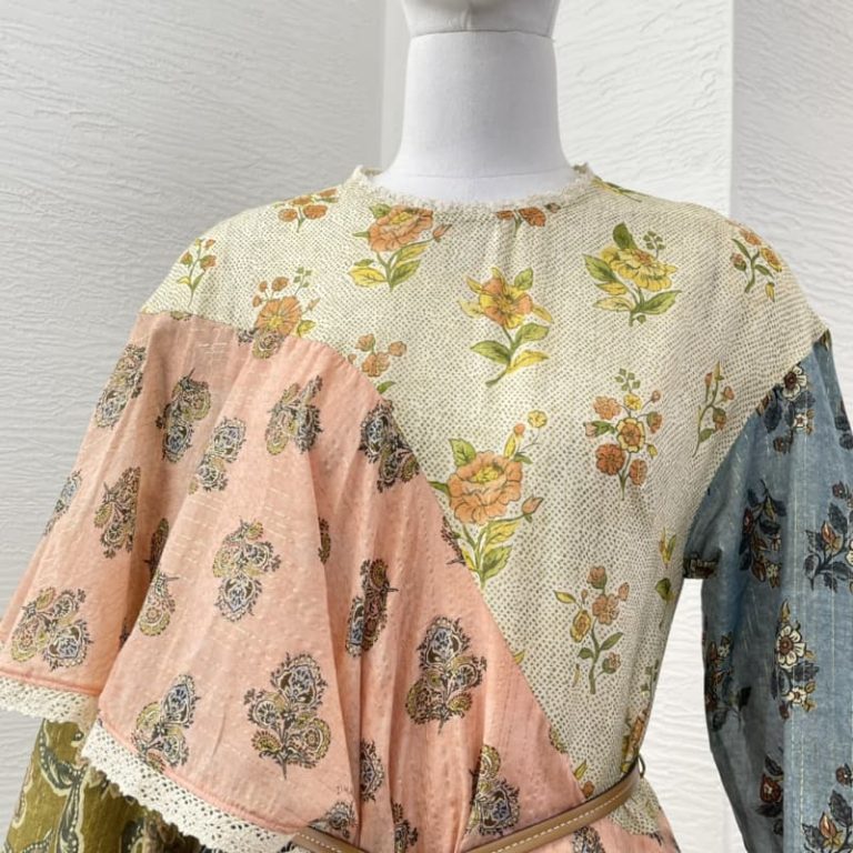 Zimmermann best quality cotton silk floral print ruffles patchwork bow Irregular hem mini dress6