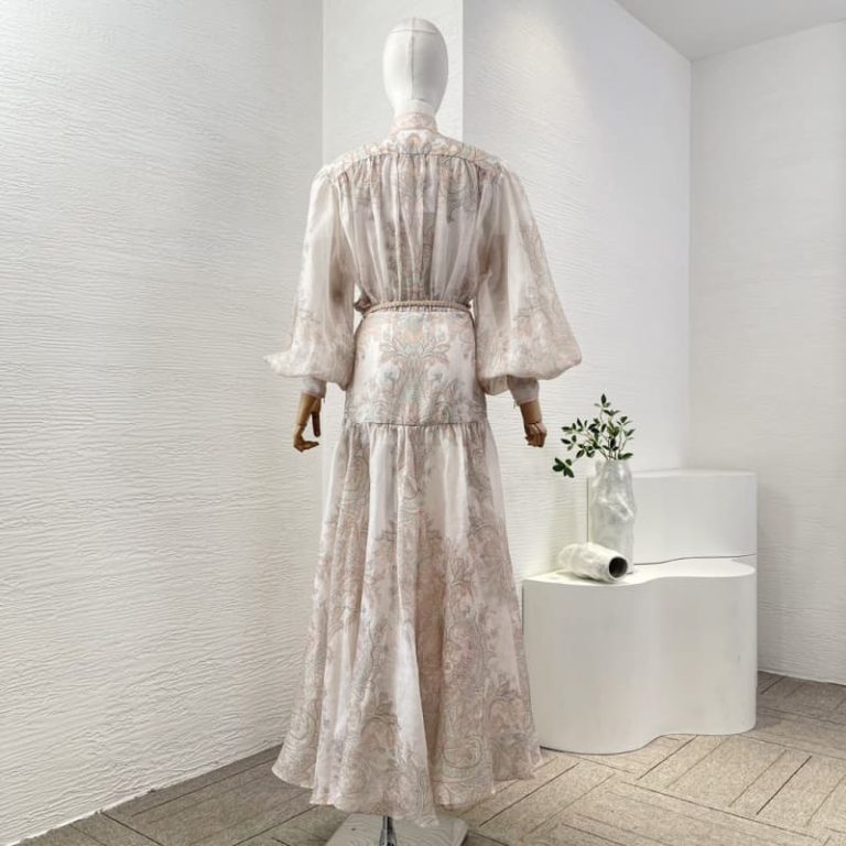 Zimmermann best quality floral print long sleeve stand collar maxi dress1