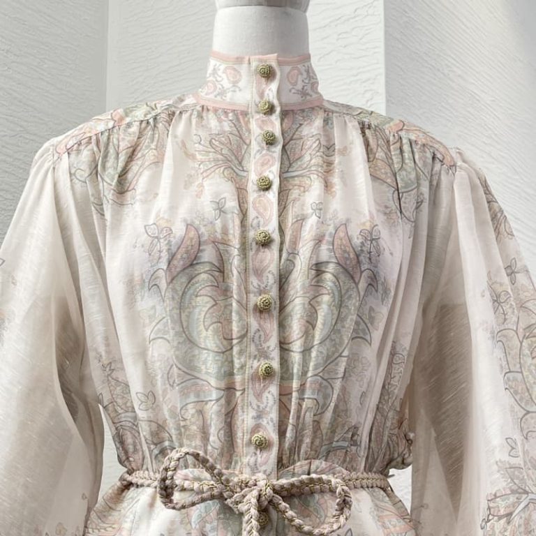 Zimmermann best quality floral print long sleeve stand collar maxi dress4