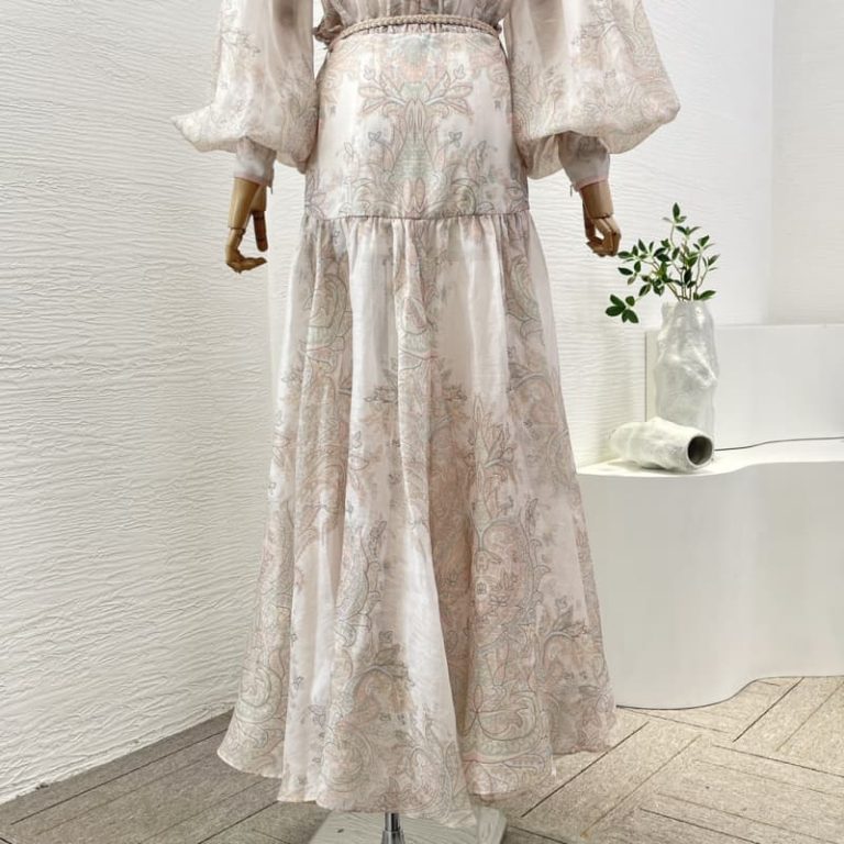 Zimmermann best quality floral print long sleeve stand collar maxi dress5