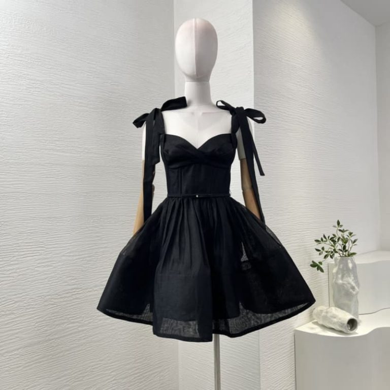 Zimmermann best quality silk linen black sleeveless bow shoulder backless mini dress