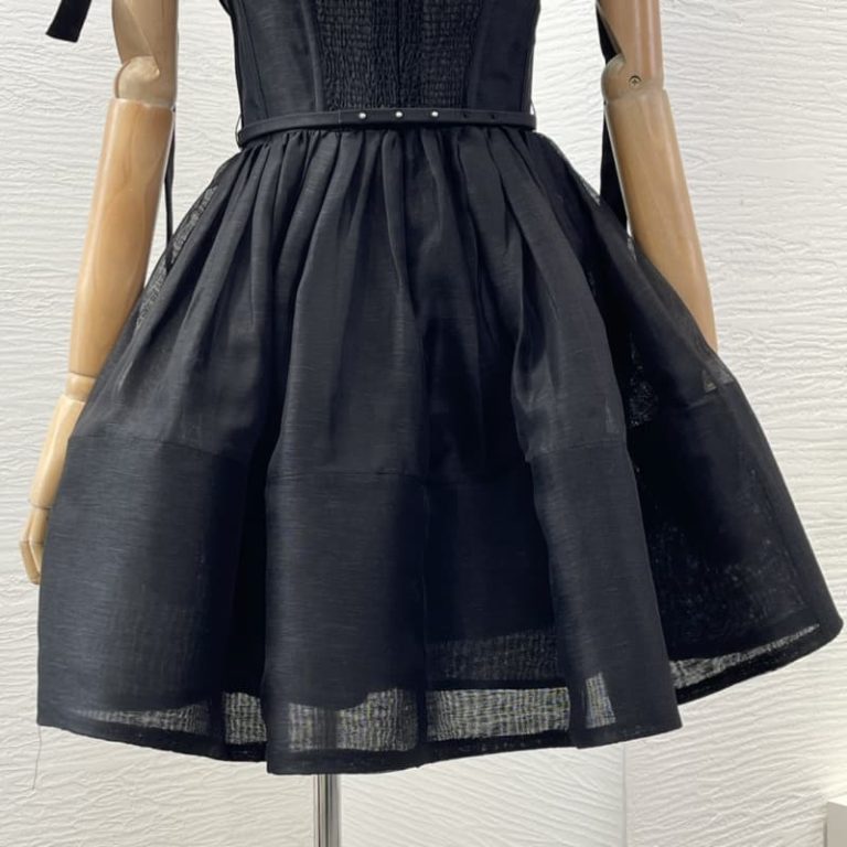 Zimmermann best quality silk linen black sleeveless bow shoulder backless mini dress3