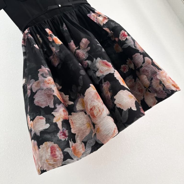 Zimmermann best quality slik linen black floral print sleeveless backless mini 3