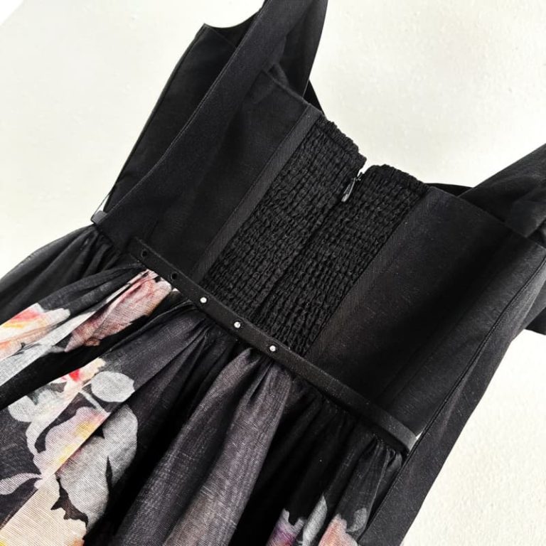 Zimmermann best quality slik linen black floral print sleeveless backless mini 6