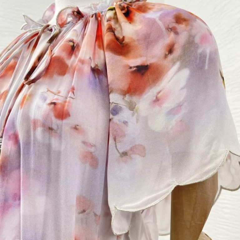 Zimmermann best quality viscose red floral print ruffles short sleeve pleat midi dress3