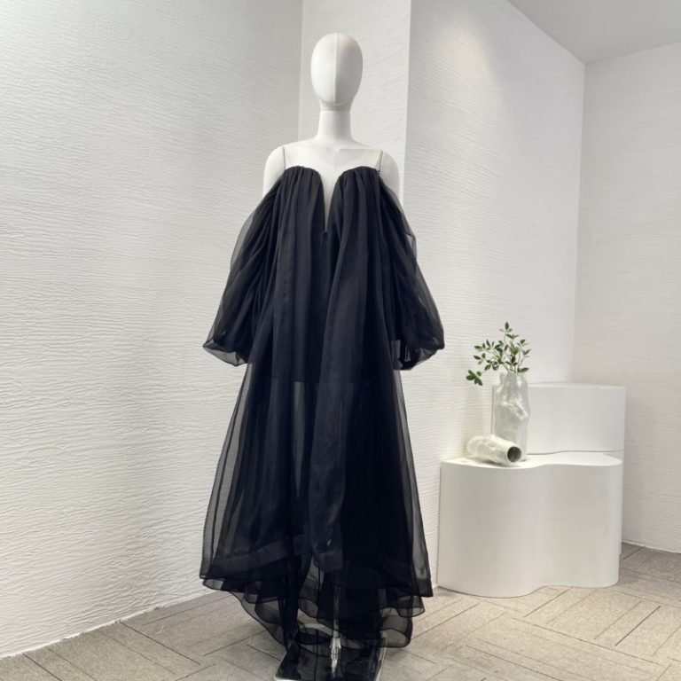 Zimmermann black deep v neck backless see through Irregular hem maxi dress-1