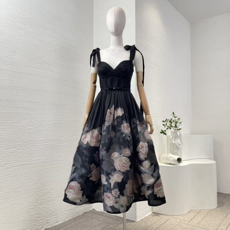 Zimmermann black floral print sleeveless backless midi dress-1