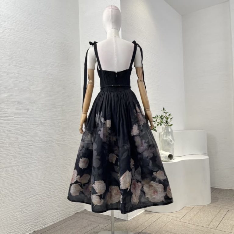 Zimmermann black floral print sleeveless backless midi dress-2